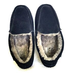 Fireside Mens Slippers Size 10 Melbourne Shearling Black Indoor Outdoor EU 43